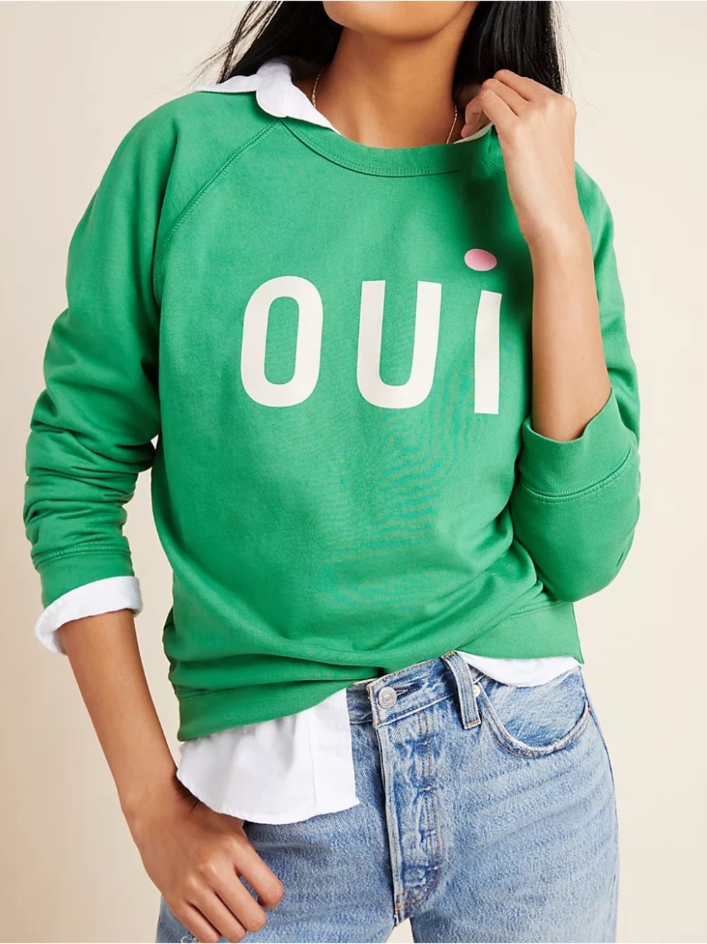 Clare V. for Anthropologie Oui Sweatshirt Green Size Small